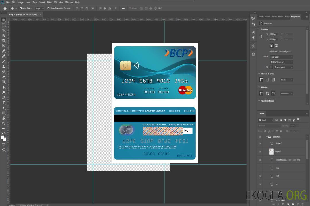 Carte Mastercard de la banque Bolovia Credito template Carte Mastercard de la banque Bolovia Credito template